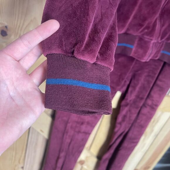 Vintage 70's Yves Saint Laurent YSL Maroon Velour Tracksuit Leisure Size Large - Picture 3 of 16